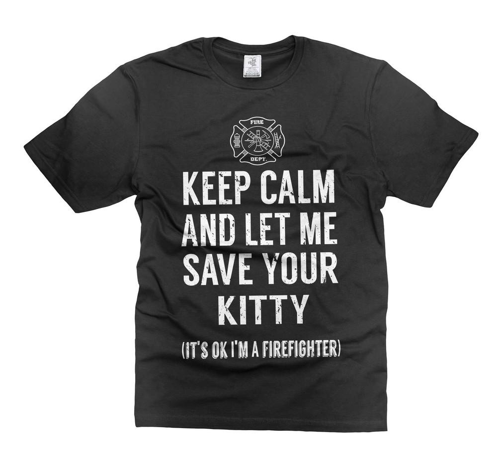Mens Funny Shirt Let Me Save your kitty shirt I m a firefighter funny shirt Unisex T-Shirt XXL