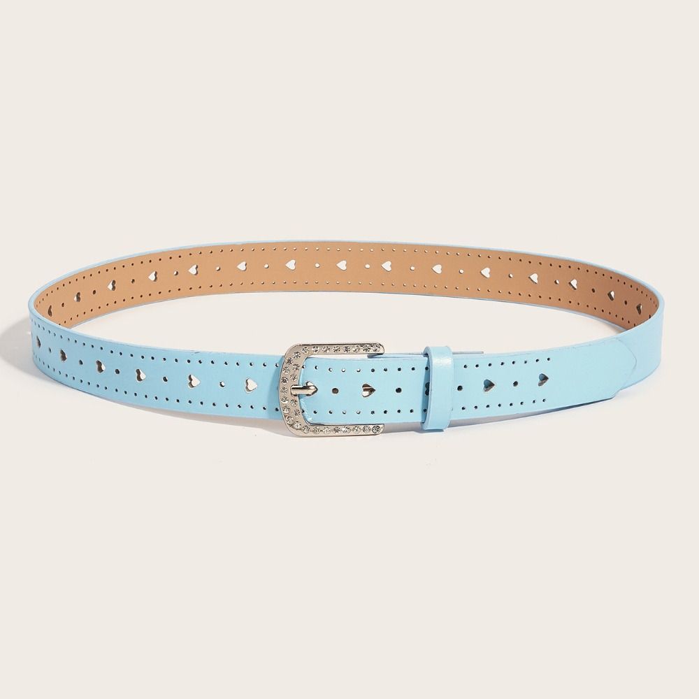 Adjustable Hollow Heart Belt Pin Buckle Rhinestone Buckle Belt Casual Waist Belt For Ladies