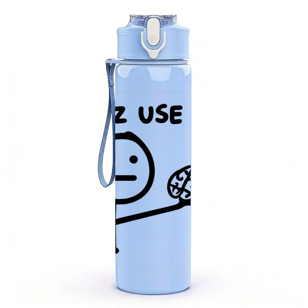 1PC Please Use It Brain Meme Graphic 750ml Color Plastic Sports Water Bottle Leakproof Flip Straw Lid Suitable for Sports Office Home Use