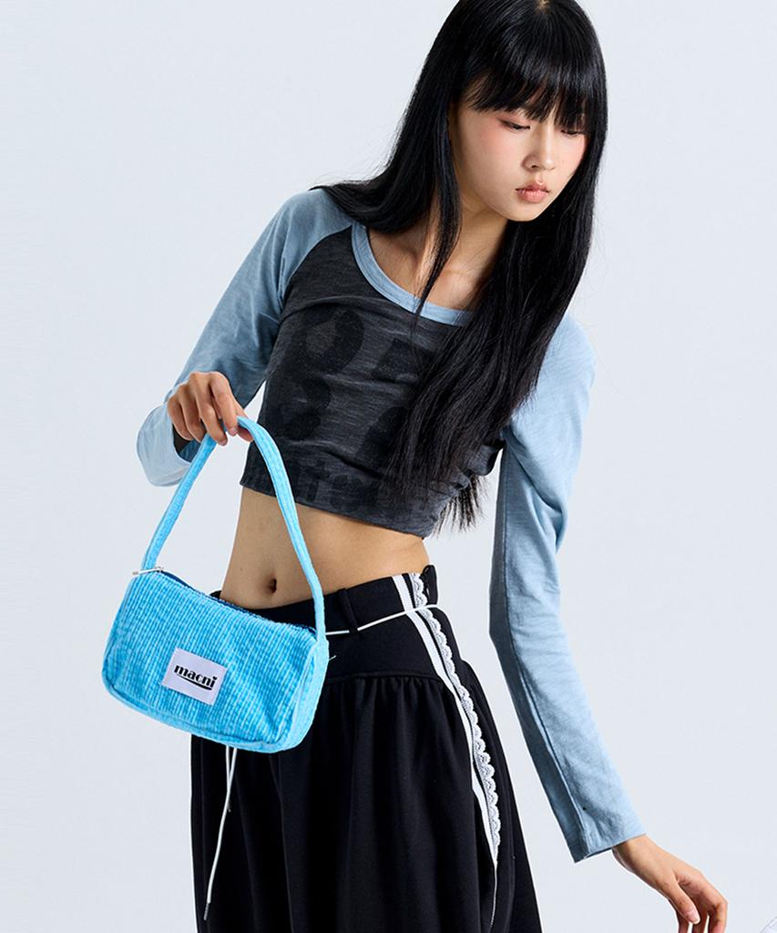 Macni Corduroy Mini Pouch Shoulder Bag Blue