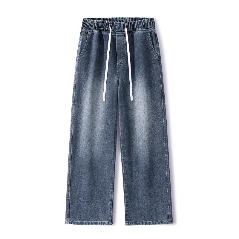 Mote Herre Baggy Jeans Løse Rette Koreansk Mote High Street Casual Daglig Sleping Vide Ben Bukser