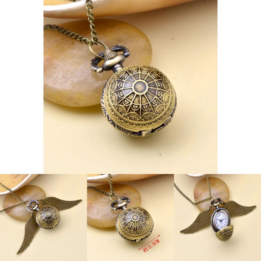 Encantador Regalo de Navidad Snitch Dorada Bola Alada Retro Reloj Collar Con Atractivo Vintage Atemporal