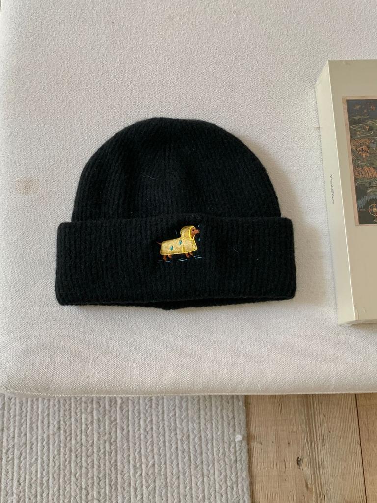 Autumn Winter Hats For Women Puppy Embroidered Knitted Beanie Ear Protection Cold Proof Keep Warm Baggy Cap Female New