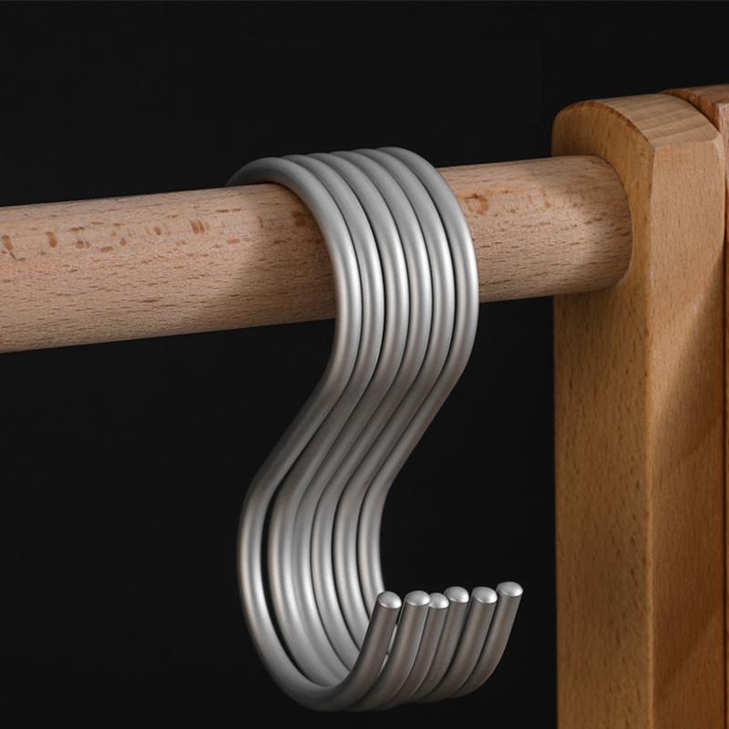 5pcs S Shaped Hooks Aluminum Alloy Clothes Hanger Bags Hats Towel Hanging Rack Multi-function Bedroom Railing S Hanger Hooks