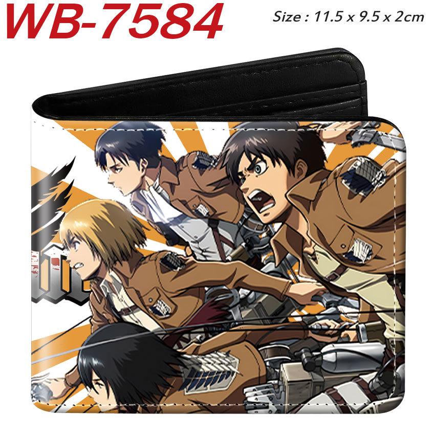 Attack on Titan Anime Faltbare Leder Geldbörse Kurzer Kartenhalter Cartoon Spiel Zubehör für Männer Frauen Braun