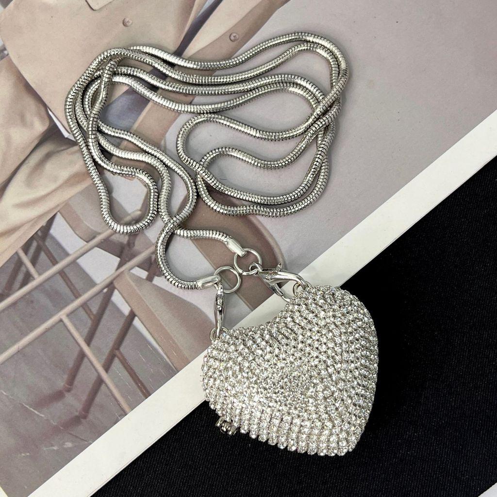 Mini Heart Shape Jewelry Box With Sparkling Rhinestones And Magnetic Closure For Daily Use
