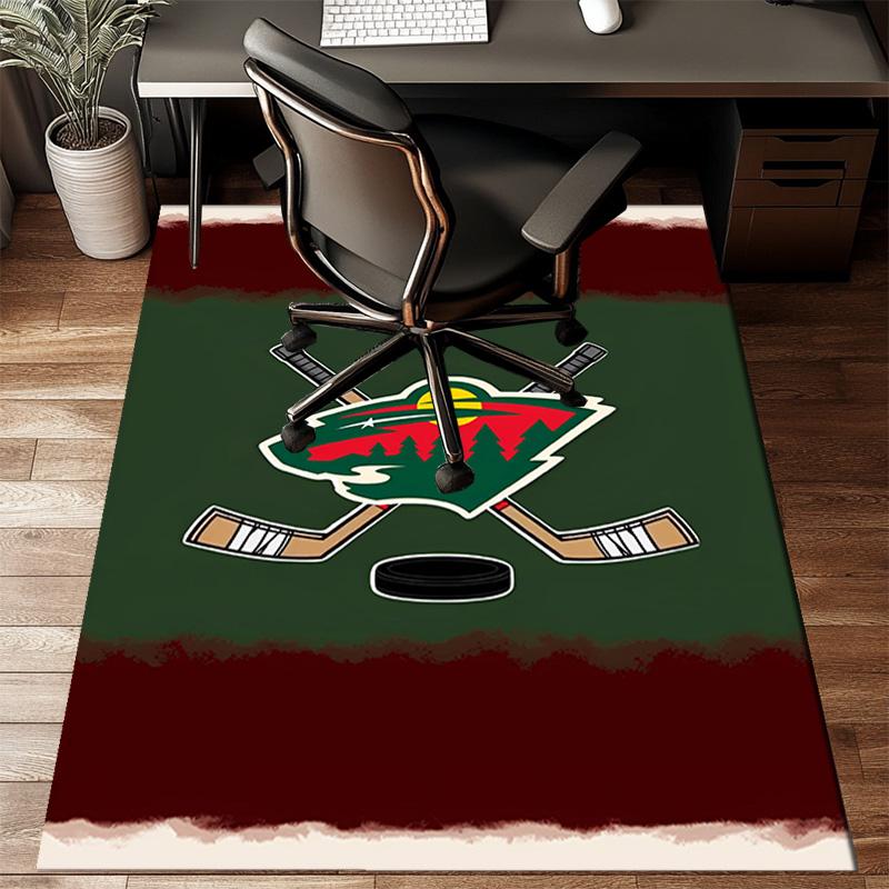 Minnesota Hockey Team Floor Mat for Living Room, Game Rooms, Office, Bedroom, Office Floor Mat Playful Design, Christmas Fan Gifts