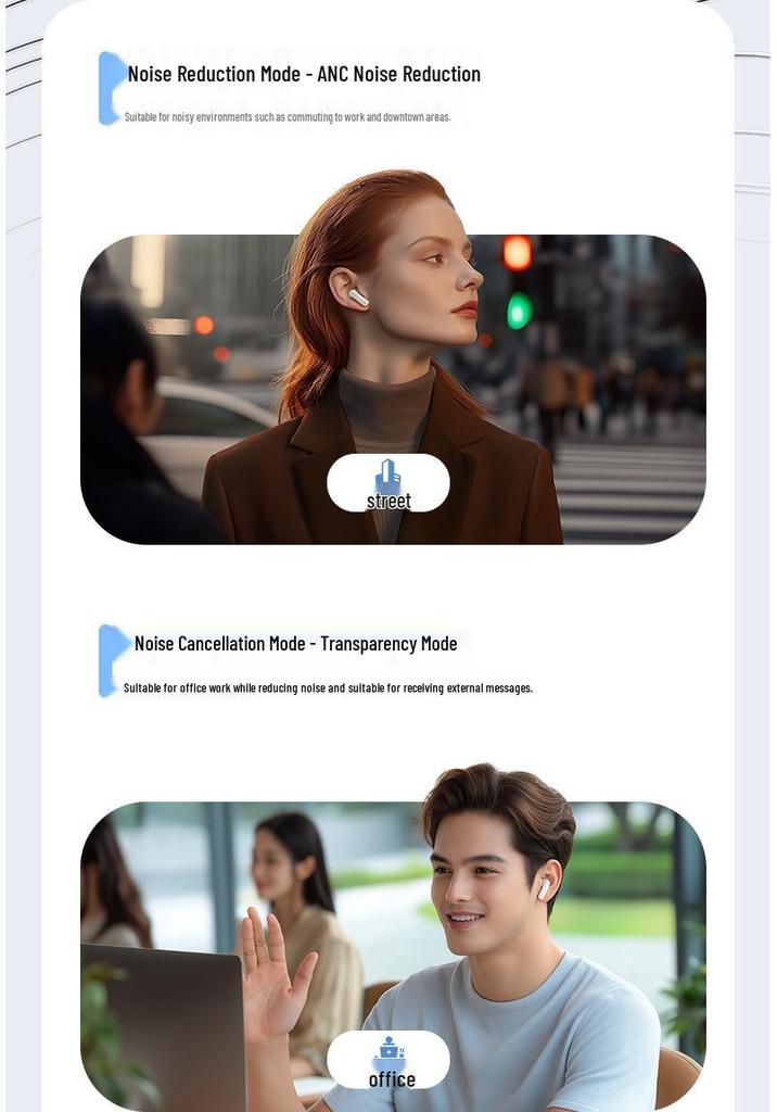 ANC+ENC Touchscreen Bluetooth Earbuds with AI Translation, In-ear Silicone for Long-lasting Comfort