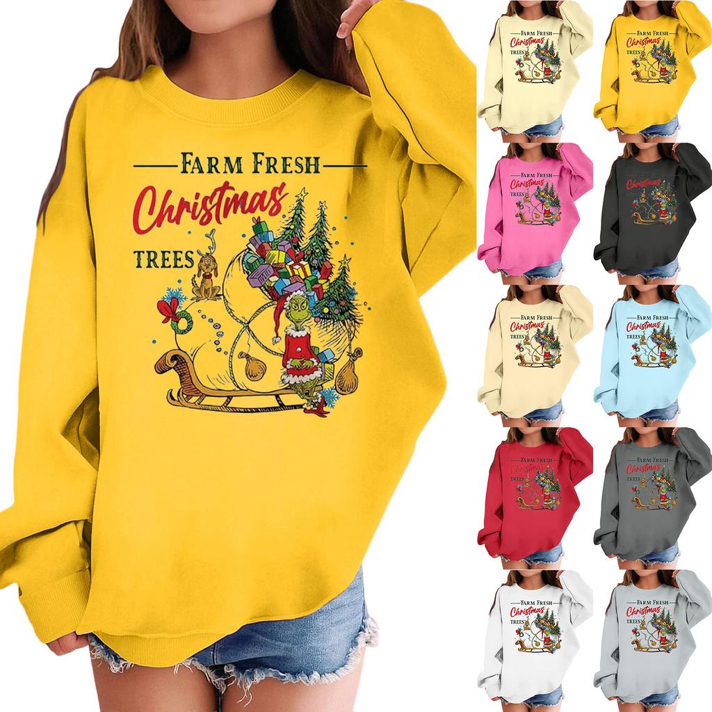 Children's Fashionable Casual Long-sleeved Loose Christmas Print Pullover Hooded Sweatshirt
