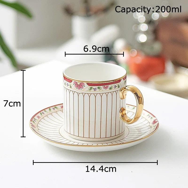 Classical Gold-plated Stripes Ceramic Cup&saucer Dining Table Coffee Cup Milk Mugs Afternoon Tea Teacup Fruit Juice Container