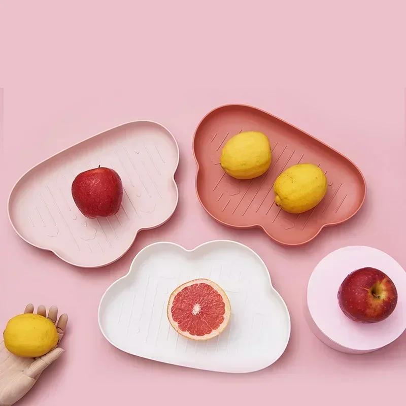 Creative Cloud Shaped Candy Snack Dry Fruits Plastic Plates Dishes Bowl Breakfast Tray Home Storage Kitchen Fruit Vegetable Tray