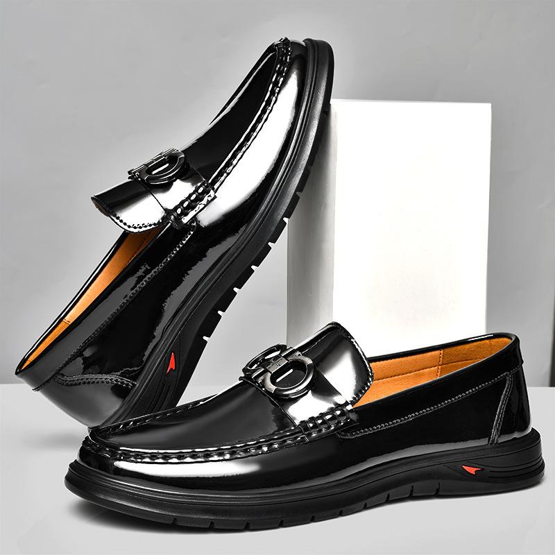 Live-Stream-Explosion echtes Leder Rindsleder Doudou-Schuhe große Größe Herrenschuhe Lackleder Eins-Pedal-Fahrschuhe lässige Lederschuhe