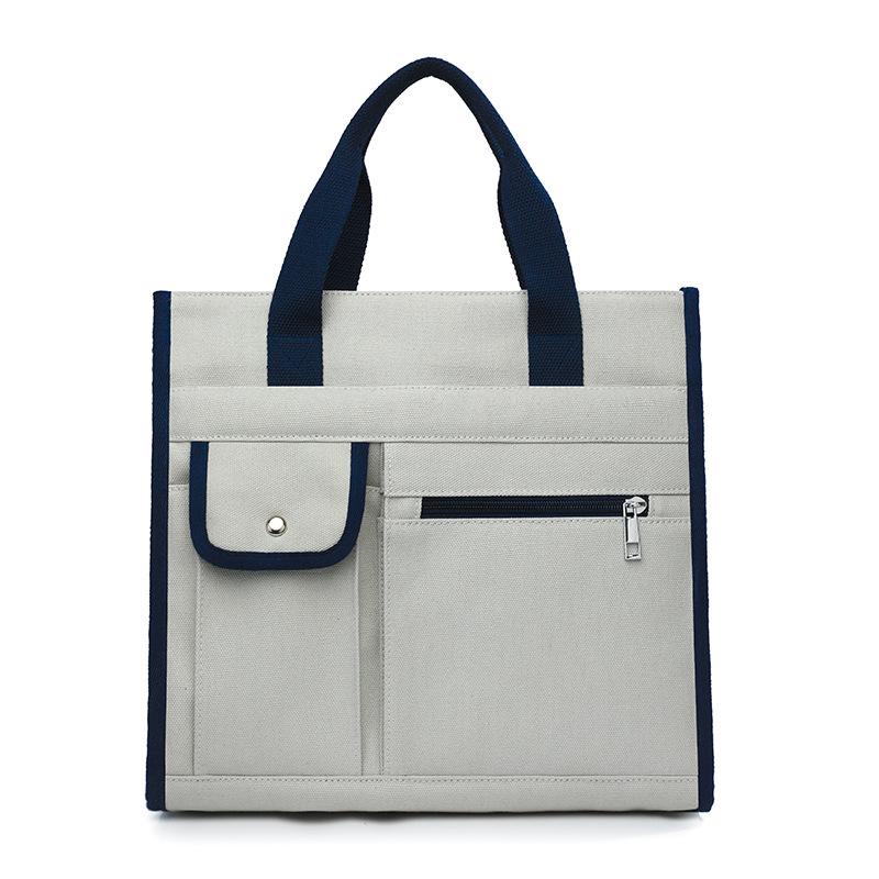 

Холщовая сумка Женская сумочка Большая вместимость Для поездок на работу Многокарманная Наплечная сумка серый