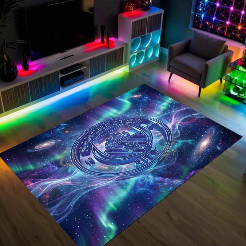 Manchester City Design Crystal Velvet Carpet Cozy Non?Slip Printed Rug For Bedroom Living Room Entrance