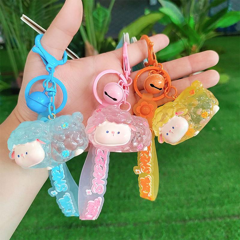 Charming Pvc Yellow Hooded Sheep Keychain Perfect Cartoon Gift And Accessory