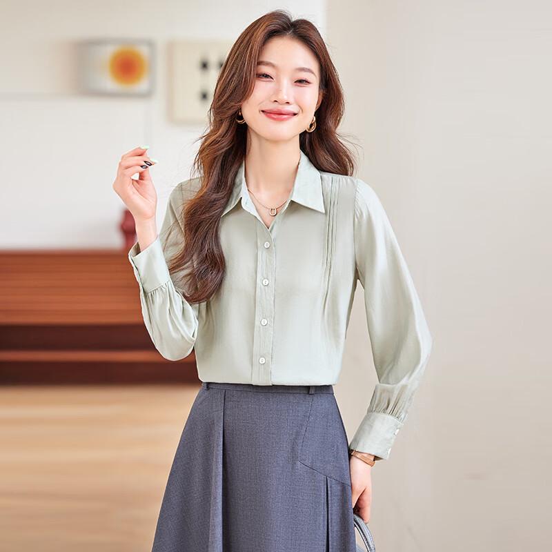 Women s Long Sleeve Lapel Business Casual Shirt XXXL
