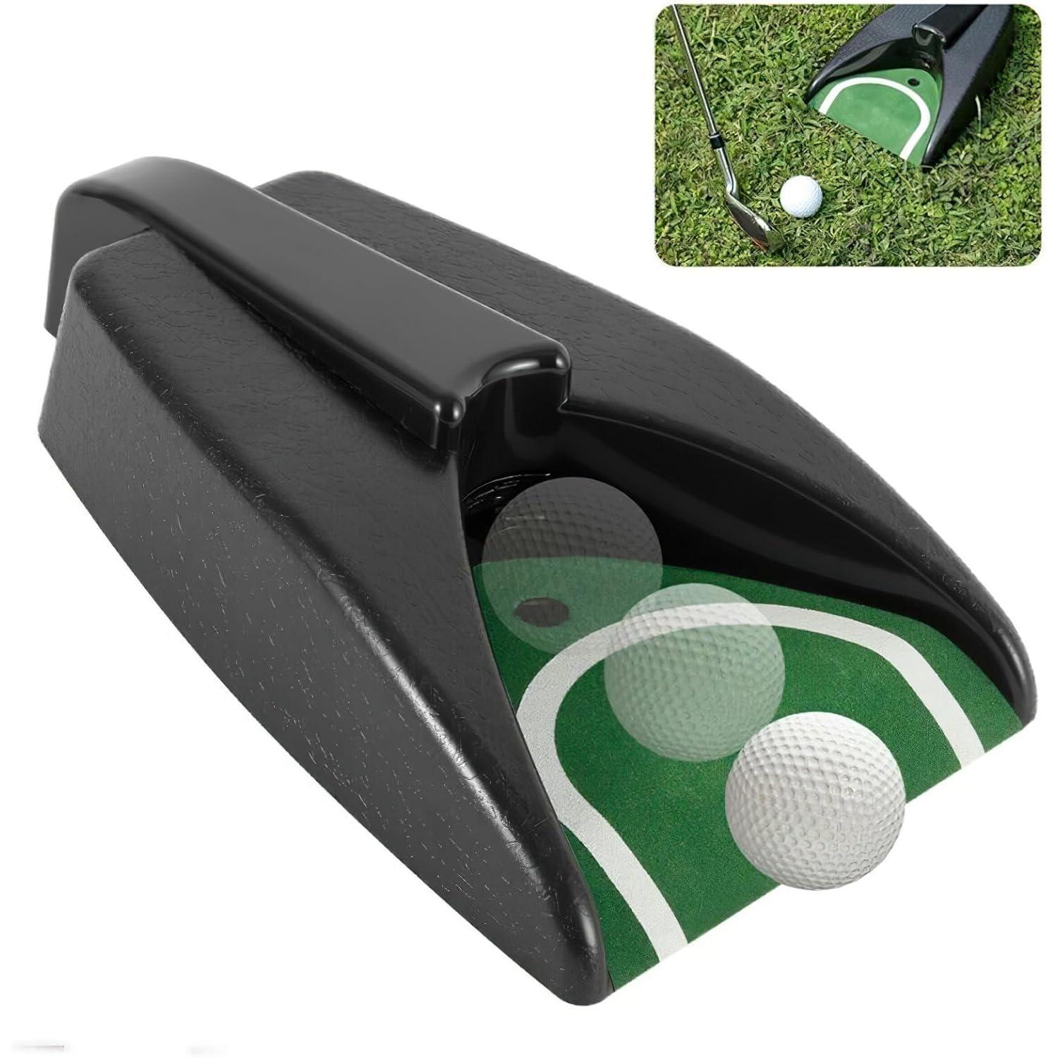 

Automatic Putting Cup With 5Pcs Ball Spikes - Return Machine and Practice Hole for Indoor Outdoor Golf Training Aid чёрный