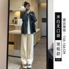 Black Chenier Wide Leg Pants Women's Pants Autumn and Winter Fleece Thickened Straight Pants Casual Skinny Corduroy Pants