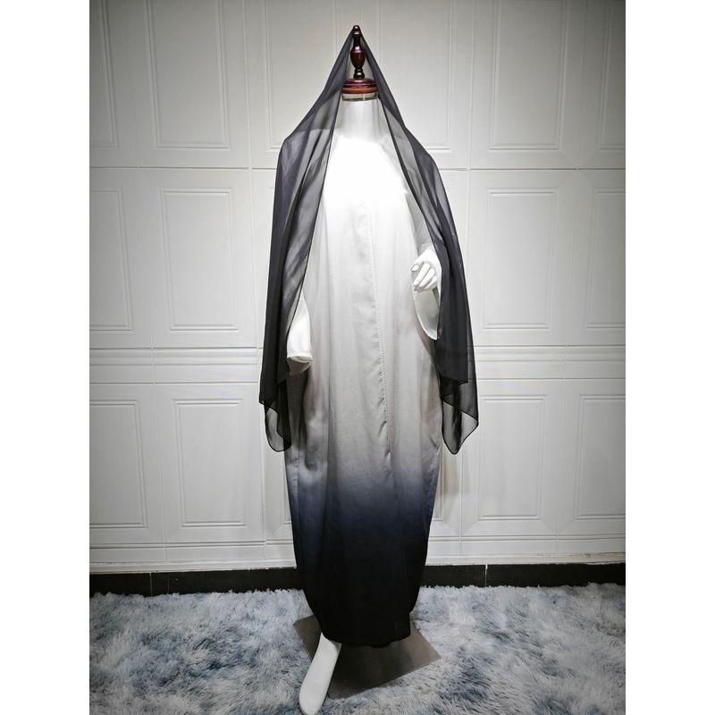 

Новый кардиган Ближнего Востока Градиентный халат Платье Головной платок Градиентный цвет Кардиган Платье Black All yards