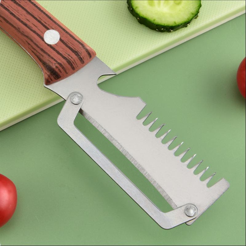 Multi-Functional Vegetable Peeler For Kitchen, Ultra-Sharp Stainless Steel Blade With Wooden Handle And Bottle Opener