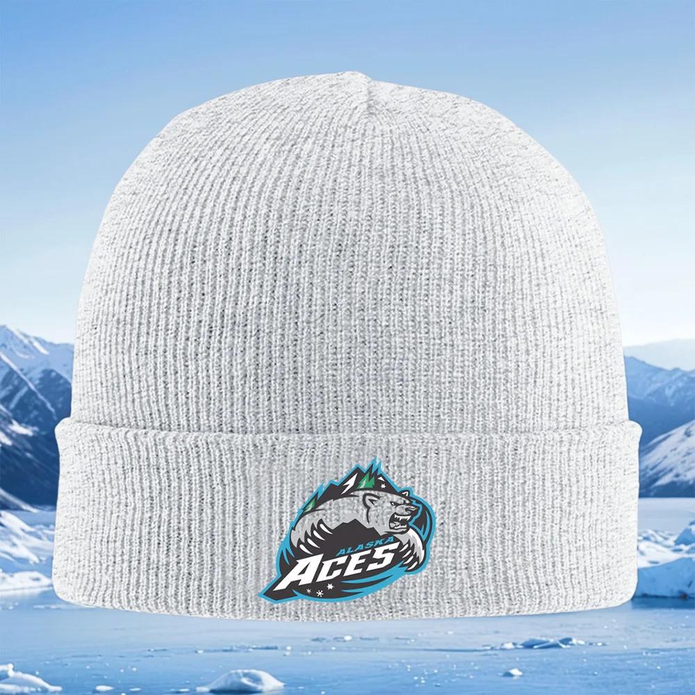 Bear mountain sky Alaska Aces logo Unisex Women Unisex Knitted Hat Beanie Pullover Cap Winter Thermal Warm Christmas Outdoor C