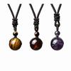Suxm Tiger Eye Pendant, Necklace, Natural Obsidian Pendant, Amethyst Necklace (3 Pieces, 3 Colors)