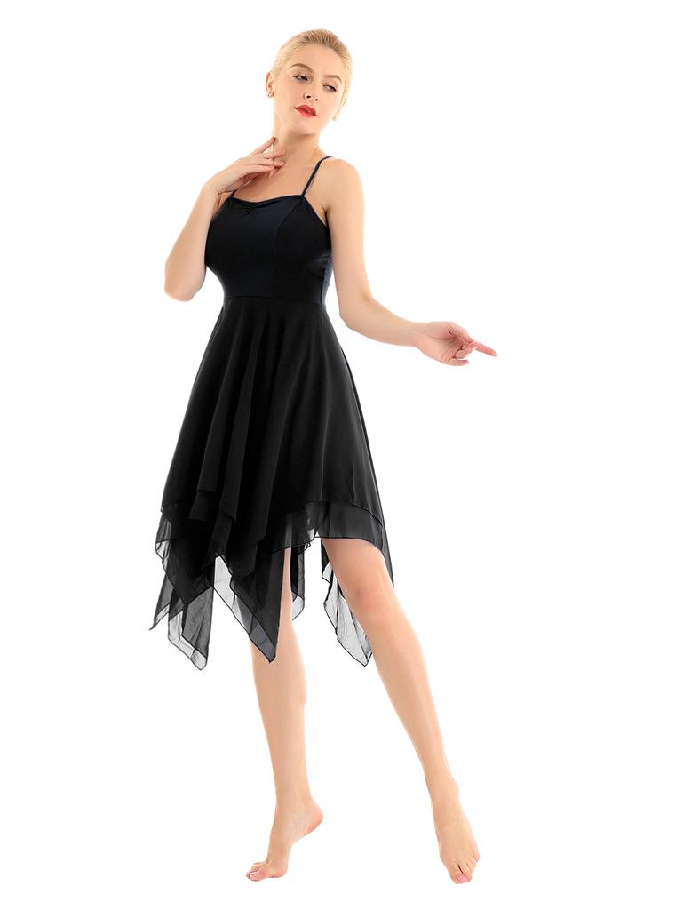 Women Adult Chiffon Overlay Ballet Contemporary Modern Dance Dress Lyrical Leotard Costume Dancewear