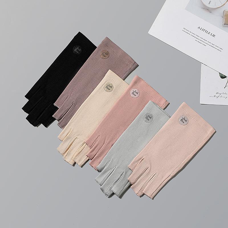 Baumwolle Sommer Frauen dünne Spitze Tau Halbfinger Reiten Uv-Schutz Handschuh außerhalb