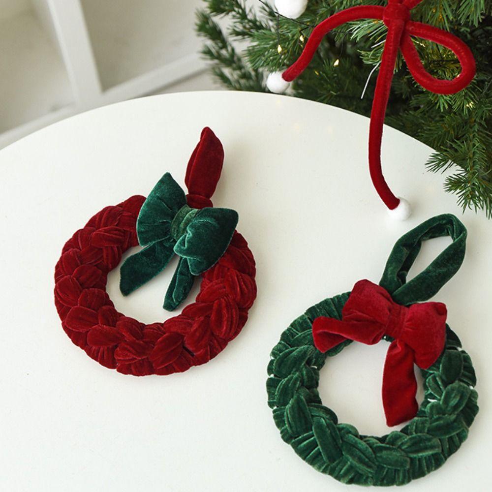 Round Christmas Wreath Pendant Hanging Cord Xmas Tree Pendant Holiday Window Accent  Christmas Tree