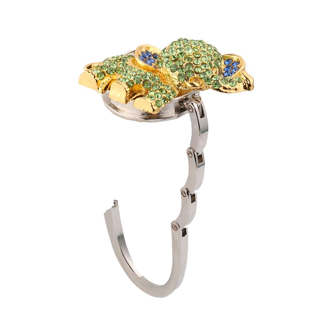 Elephant Rhinestone Folding Handbag Tote Bag Table Hook Hanger Holder Green