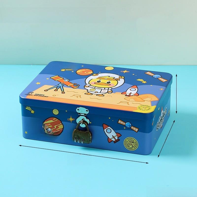 Cartoon Iron Pattern Box For Desk Drawer And Home Office Decoration Storage