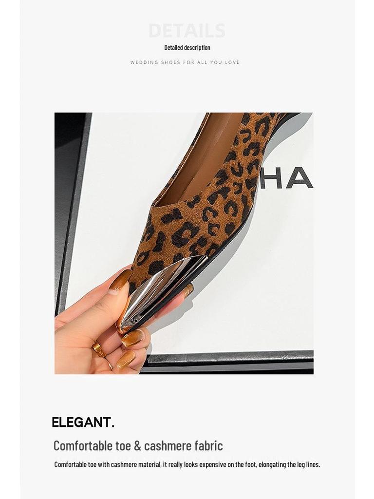 Mode-slip-on-skor för kvinnor, europeisk-amerikansk stil, med spetsig tå, lågt skaft och dold klack