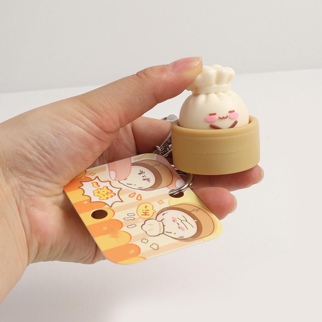 Realistic Simulated Steamed Bun Squeeze Toy Keychain Stress Relief Squeeze Toy Decorative Key Holder for Backpack Charm