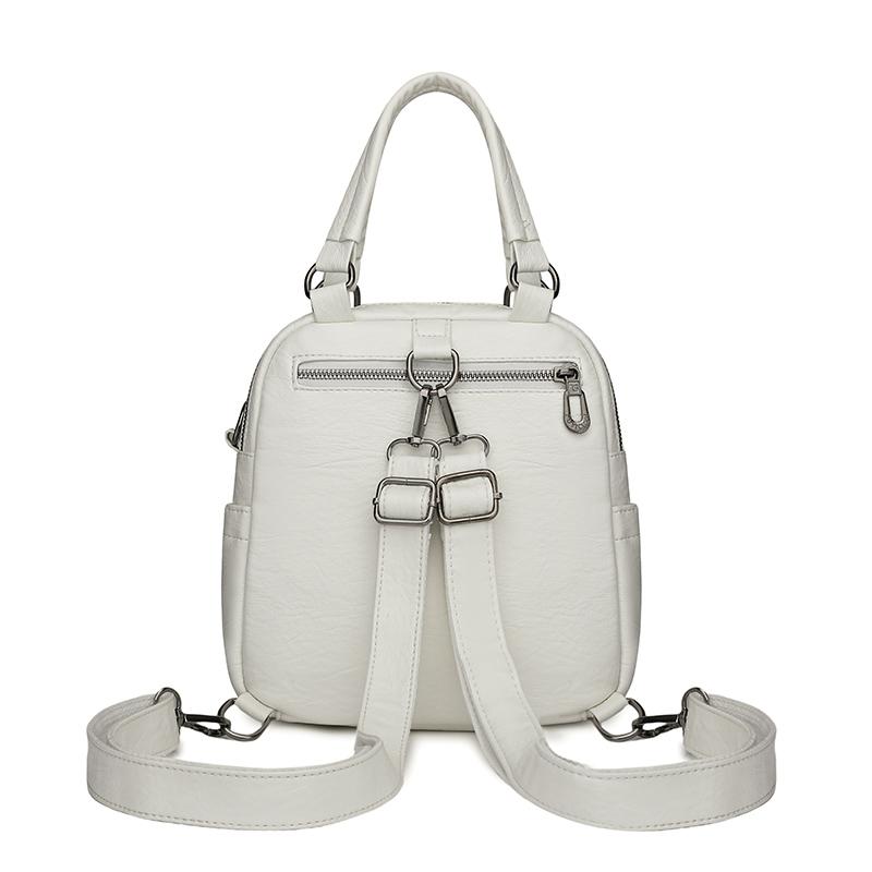Multifunctional Shoulder Bag Women's Soft Leather Backpack Solid Color Shoulder Bag