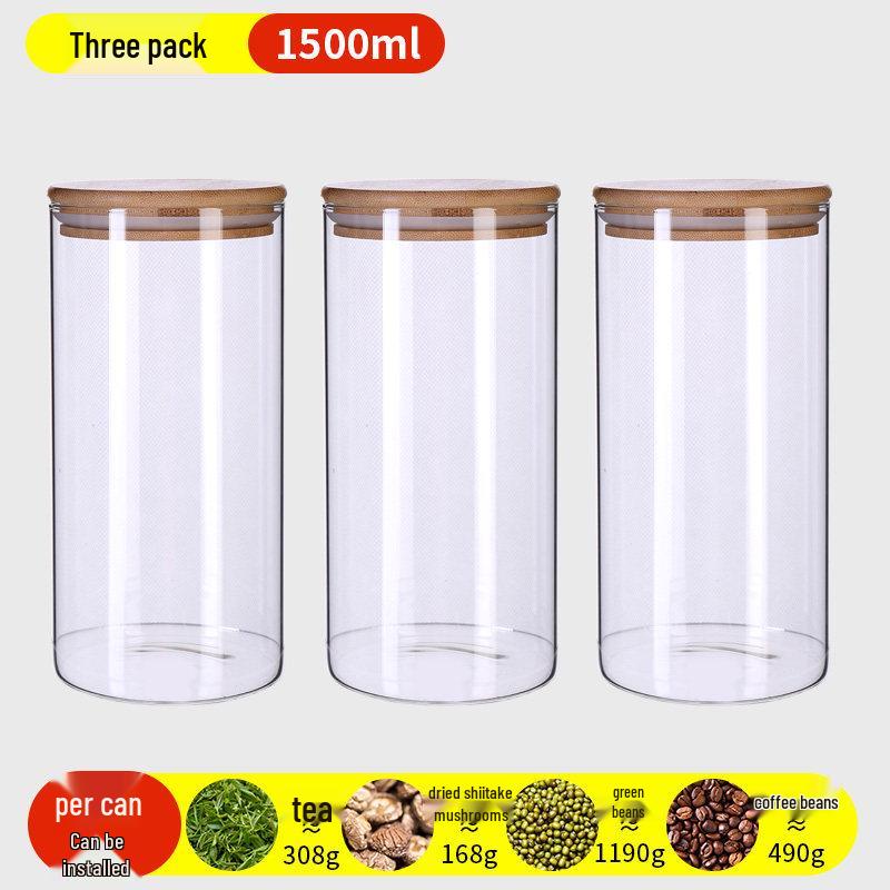 Food-Grade Borosilicate Glass Tea Canister for Coffee, Flower Tea, and Powder - Moisture-Proof Storage Jar