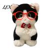Plushie Gift for Girls Cute Plush Kitten Pendant with Glasses And Tie, Soft Stuffed Animal Toy Accessory Keychain Backpacks Keys, Decorative