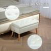 Upholstered Storage Bench, Velvet-Look Fabric Cover, Wooden Legs, for Living Room, Bedroom, Hallway, 80 x 35 x 42 cm, White