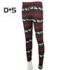 Høst Vinter Leggings Elg Snøfnuggtrykk Skinny Høy midje Stor Elastisitet Rumpe løftet Tykk Varm Myk Jul Langbukser Bunnbukser
