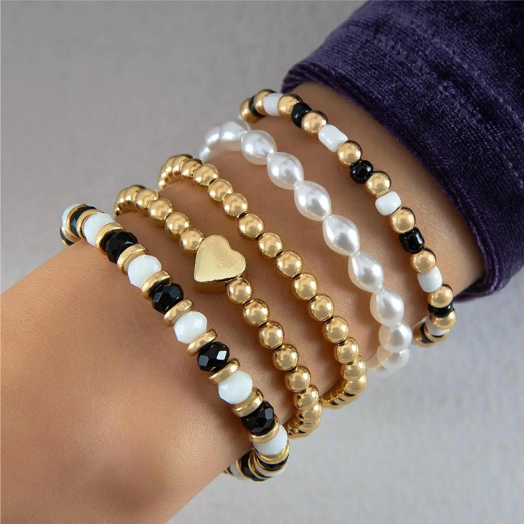 4Pcs/Set Trendy Individuality Open Mouth Bracelet Set for Women Zircon Gold Color Butterfly Pearl Open Cuff Bangle Girls Jewelry