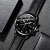 2 pezzi/set Orologio al Quarzo da Uomo alla Moda con Cinturino in Pelle & Semplice Braccialetto di Perline