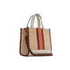 Coach Dempsey 22 Classic Monogram Logo Label Snap Closure Canvas And Leather Tote Bag Women Tote Light-Khaki Burgundy C7083-IMTJ9