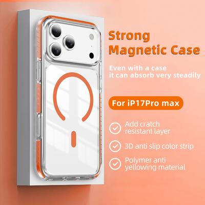Magnetic Clear Shockproof Case for iPhone 17 16 15 Pro Max Plus 14 13 12 11 Pro Cases Max Air Cases TPU Cover Anti-fall Bumper