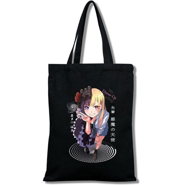 Fashion Anime My Dress-Up Darling Marin Kitagawa Men Women Reusable Shopping Bag Cartoon Print Eco-Friendly Canvas Tote Bag