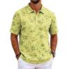 Men's Short Sleeve Polo Shirt Hawaiian Style Loose Fit Casual Top with Print and Classic Collar for Daily Wear