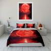 Red Moon Night Decorative Set Multiple Sizes Kid'S And Adults' Bedroom Exquisite 3Pc Bedding Set, Gift