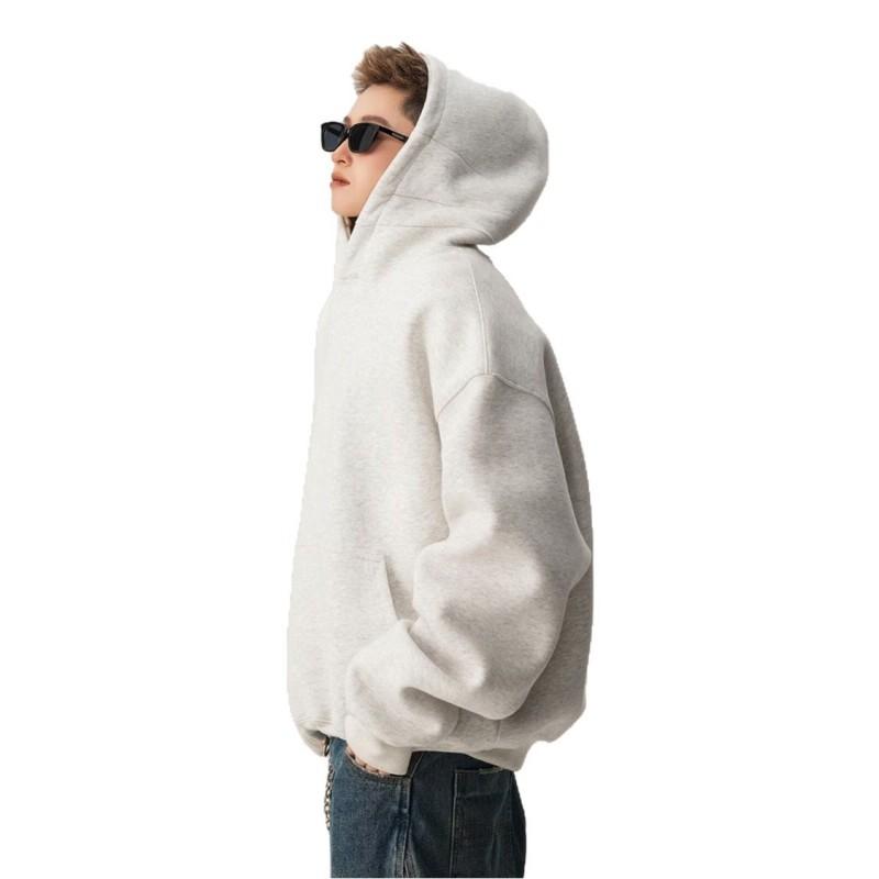 Mens Oversized Hooded Sweatshirt Loose Fit Casual Long Sleeve Pullover Streetwear Plain Color Unisex