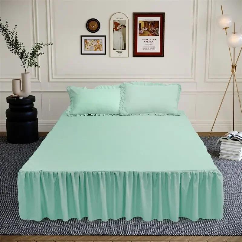 40cm Large Skirt Bed Skirt Single Double Machine Washable Single Piece Fitted Sheet Korean Style Bed Sheets Non Slip Bed Covers