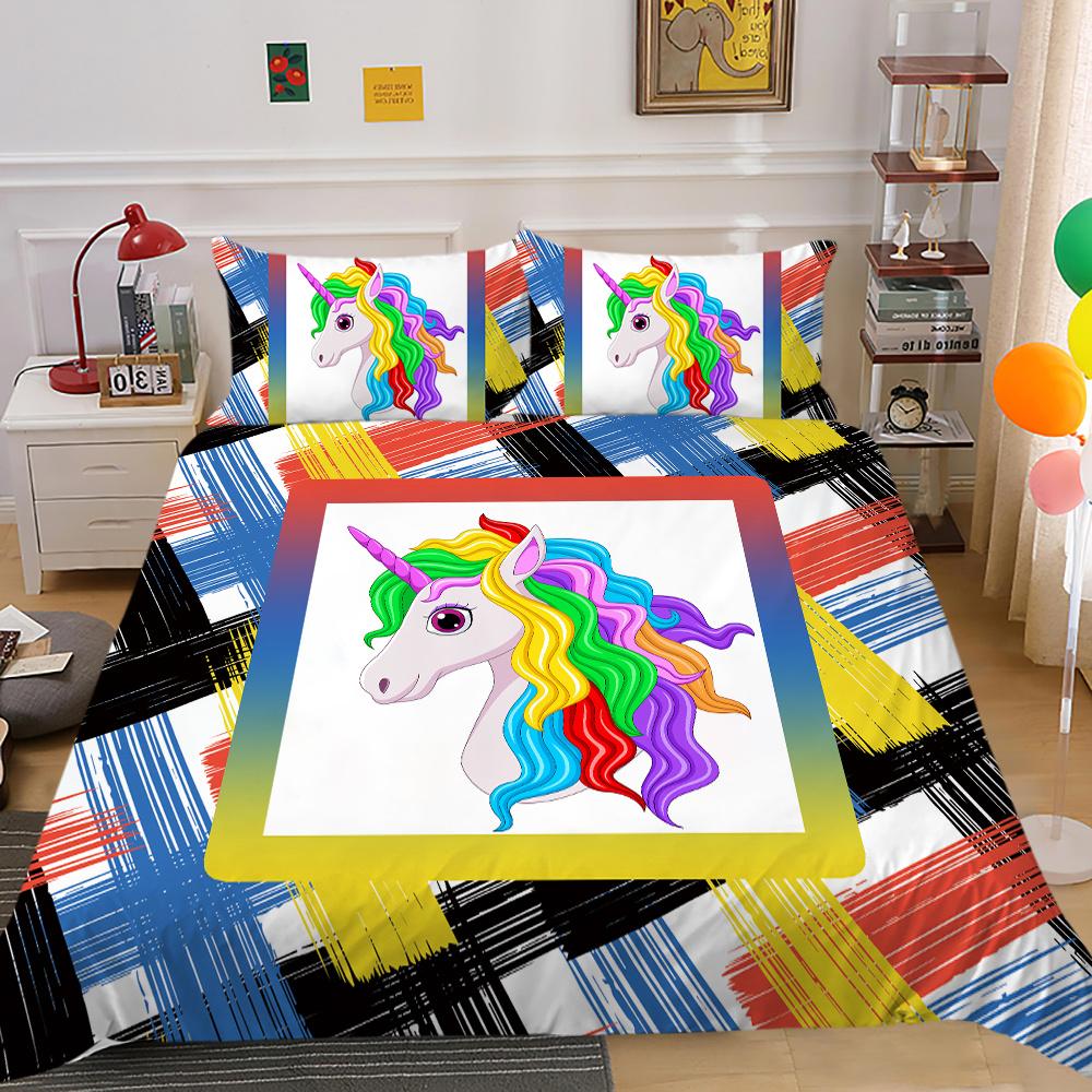 2023 New Style Unicorn Painting Soft Bedding Cover Set Duvet Cover Sets Unique Design Children Kids Teens Bedclothes Pillowcase