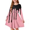 Girls' Summer Princess Dress Halloween Day- Long Sleeve A-Line T-Shirt Dress