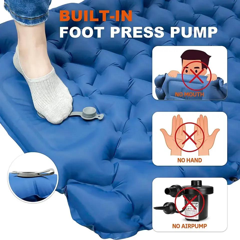Portable Camping Lightweight Sleeping Mat Insulated Inflatable Camping Air Mattress Sleeping Pad With Pillow